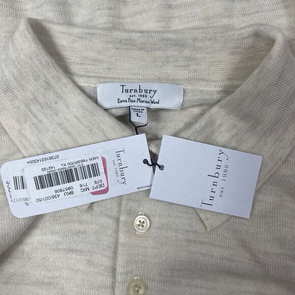 Turnbury Men’s Extra Fine Merino Wool Popover Sweater L Grandpa Literary Preppy - Picture 8 of 11